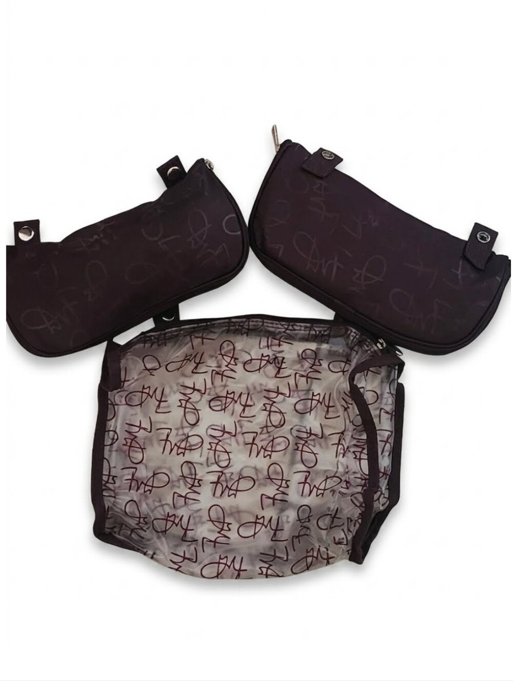Vtg Diane Von Furstenberger Dark Brown Convertible Pouch Set